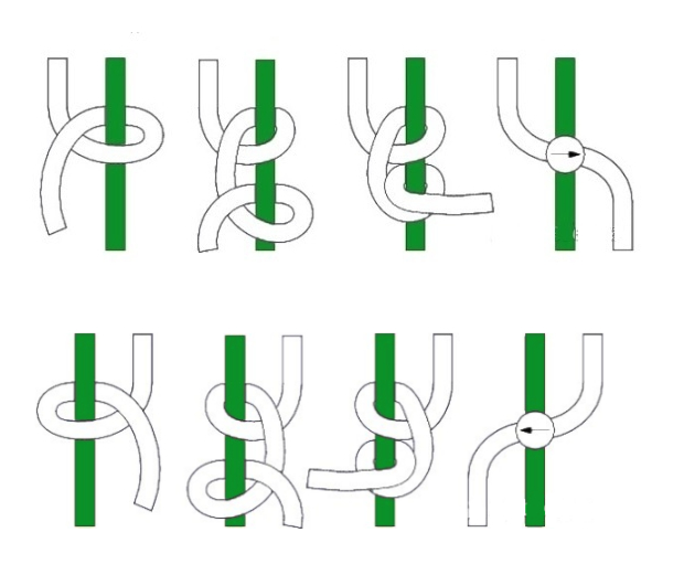 Схема плетения однотонного ряда